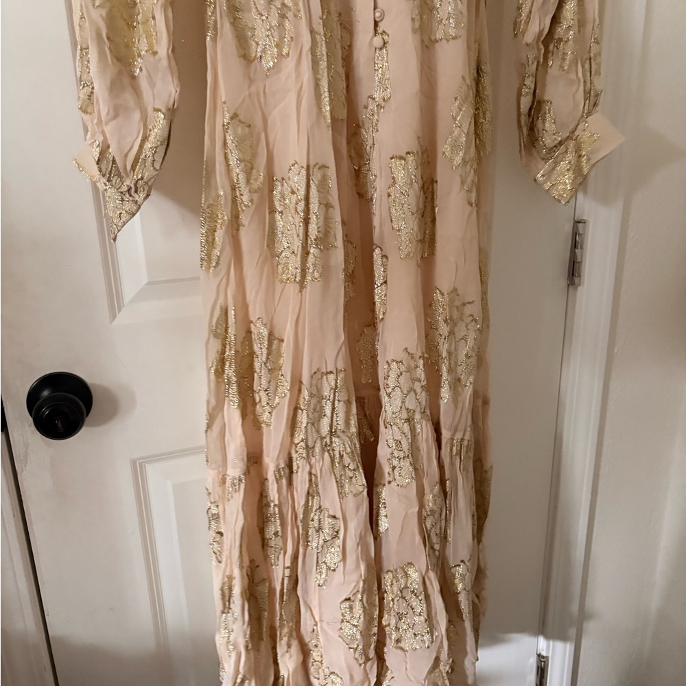 ASOS Long Sleeve Dress in Cream and Gold